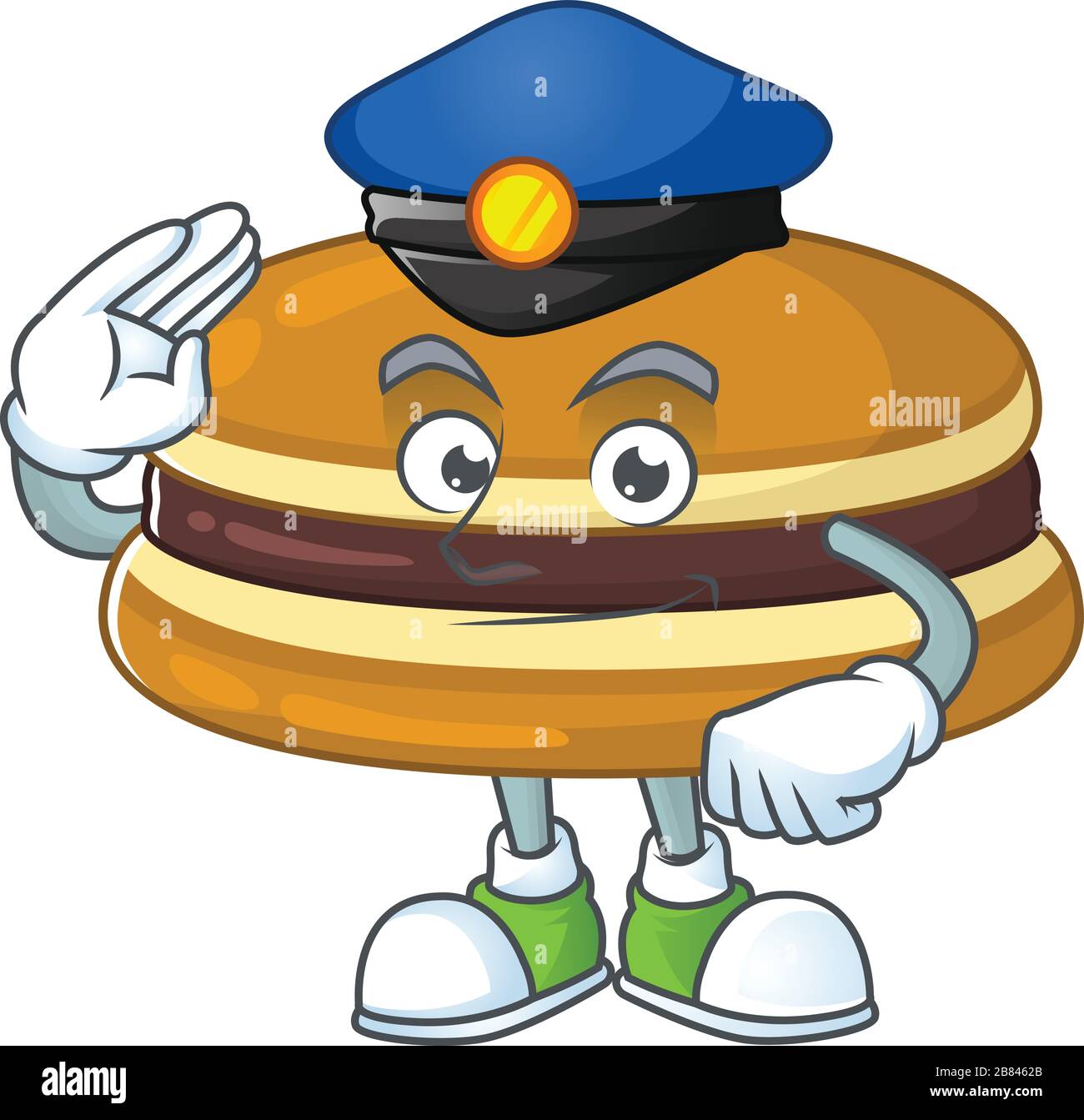 Eine Karikatur von Dorayaki, die als Polizist verkleidet ist Stock Vektor