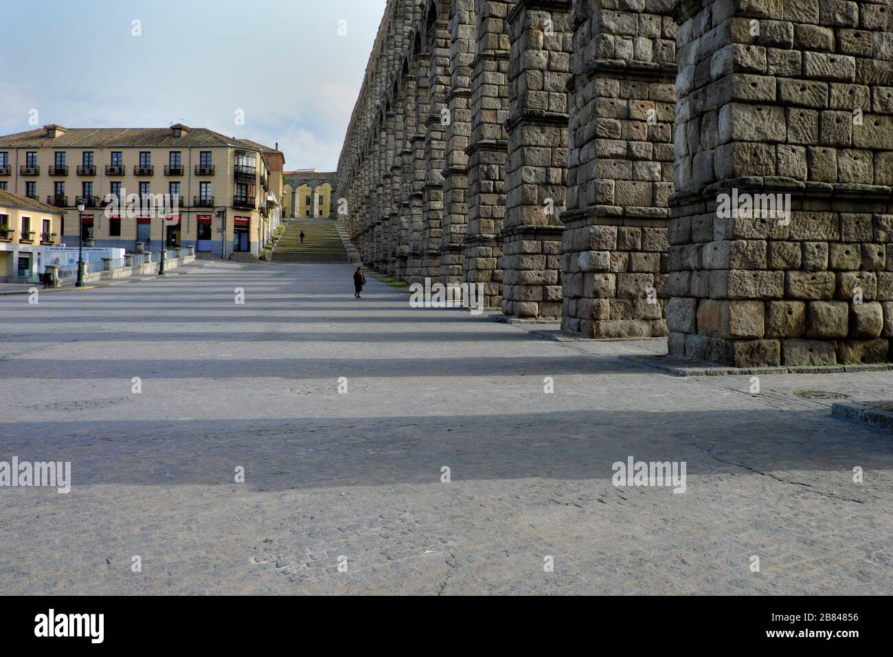 Lockdown in Segovia während des Ausnahmezustands in Spanien aufgrund von Coronavirus. Stockfoto