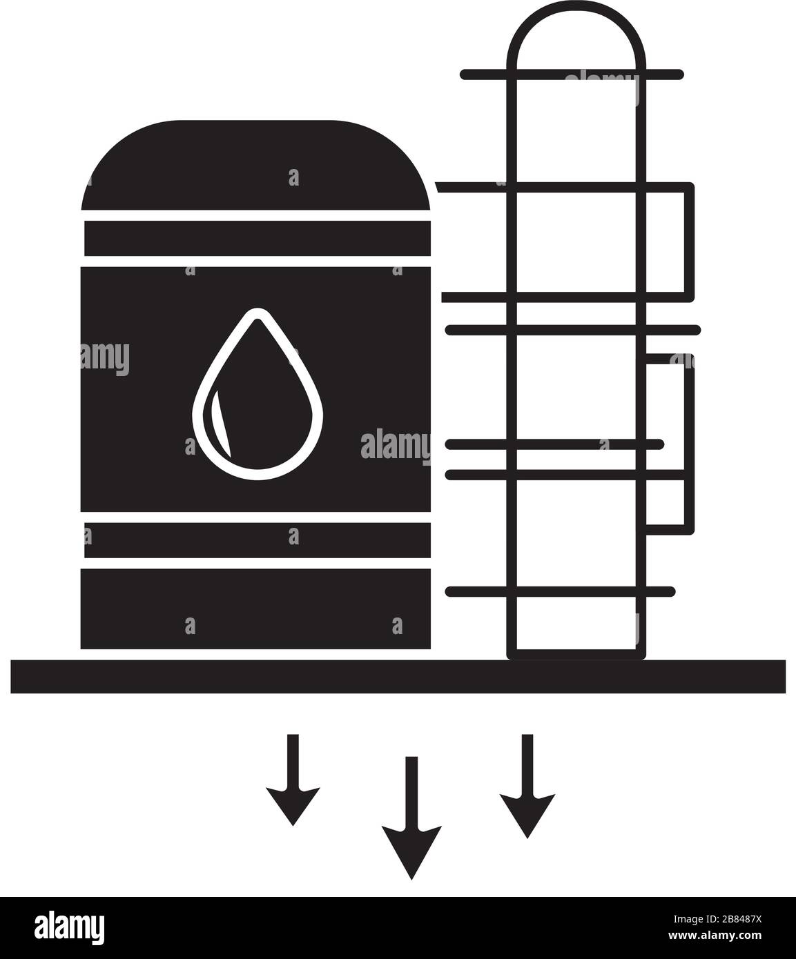 Symbol für flaches Design der Raffinerie im Öltank Stock Vektor