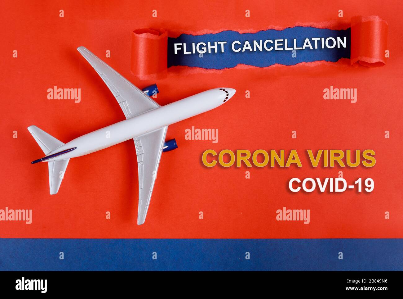 Stornierte Flüge auf dem Flughafen zum COVID-19-Coronavirus-Ausbruch verbannte Reisen mit Flugzeugen Stockfoto