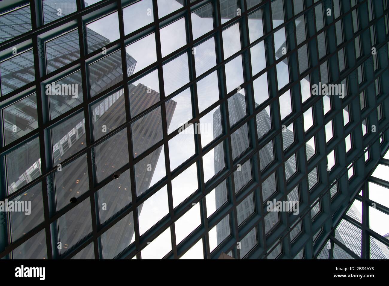 Downtown Seattle Skyline von der Public Library 10th Floor Stockfoto