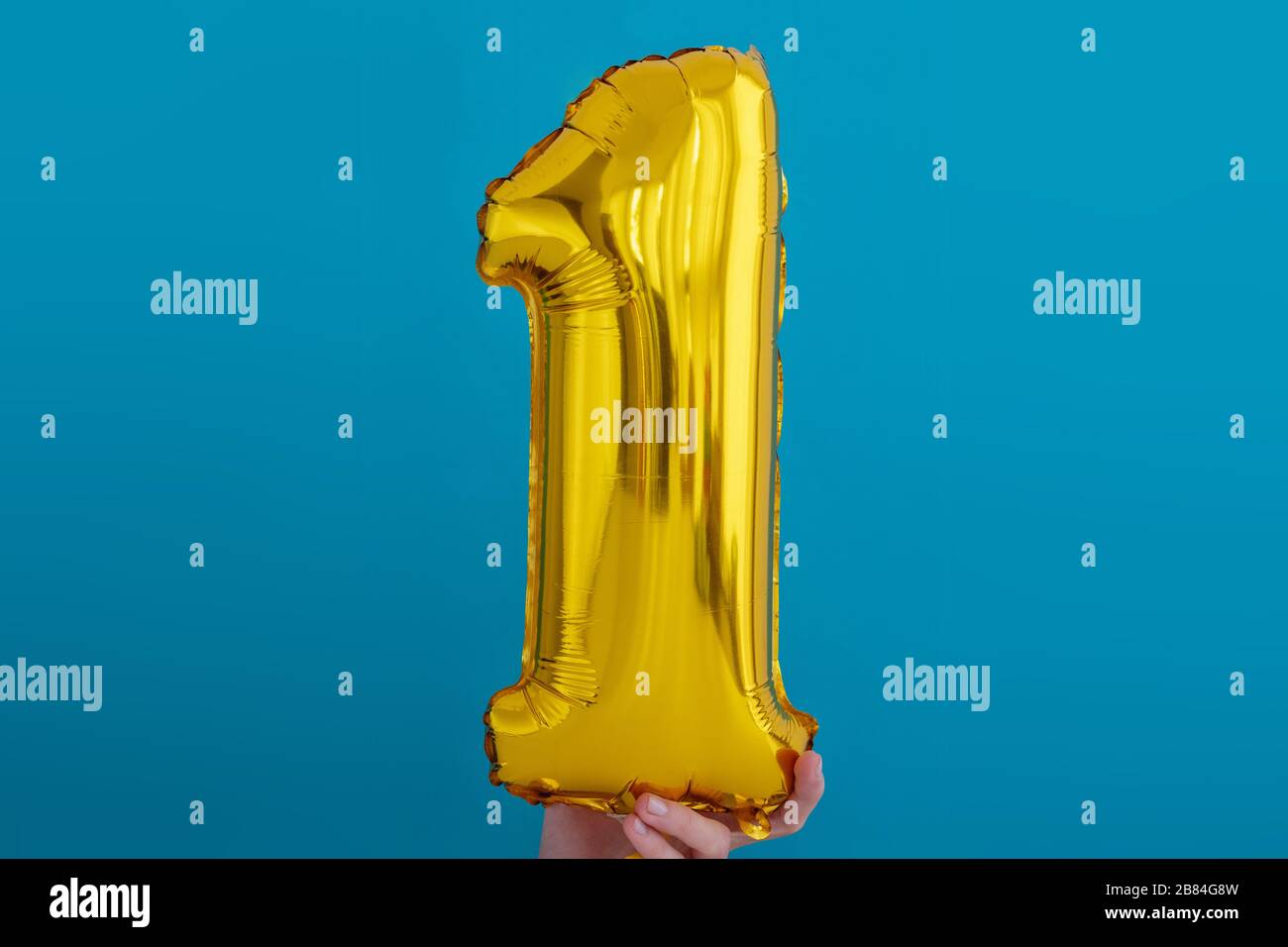 Festballon mit Goldfolie Nummer 1 Stockfoto