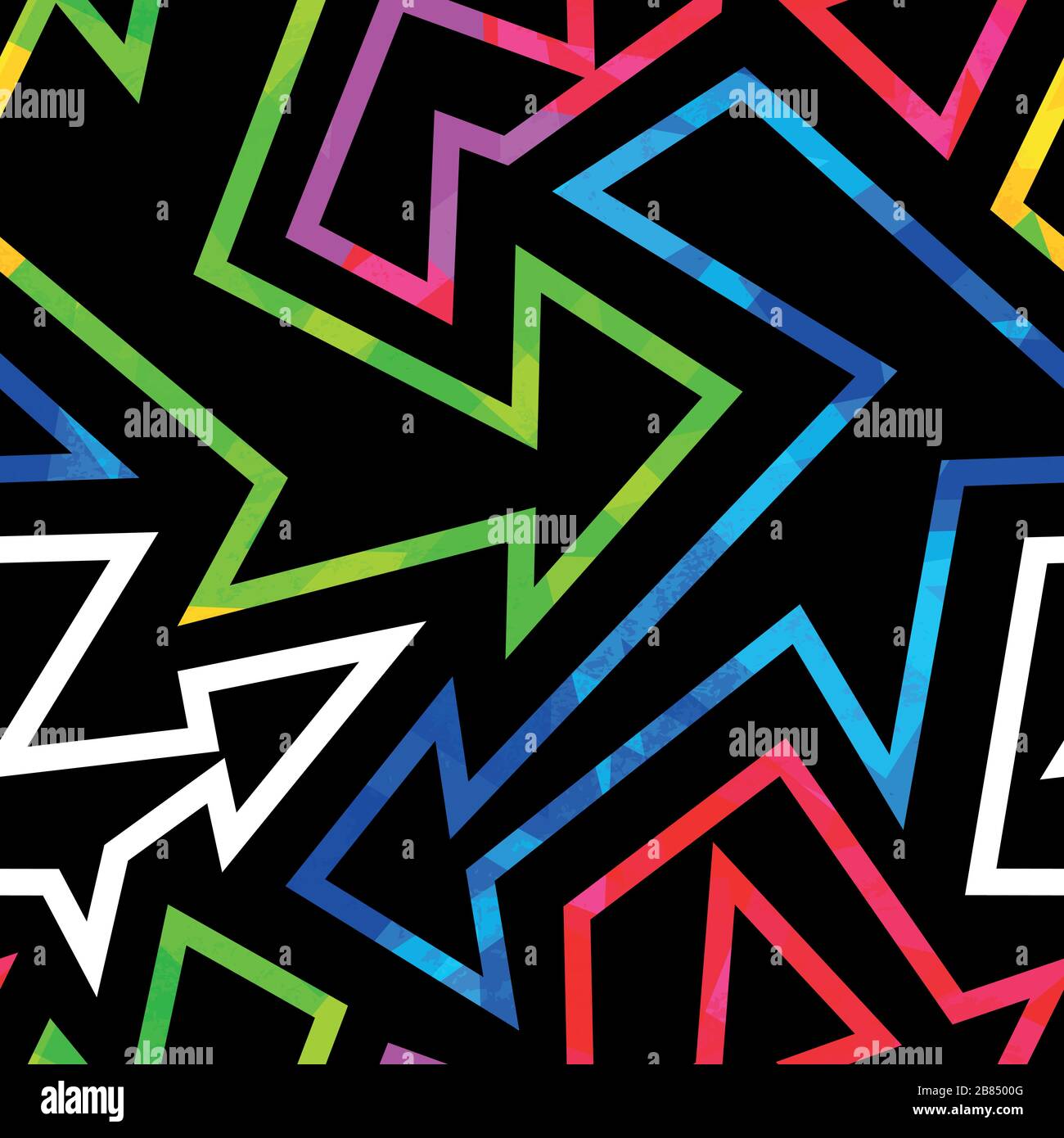 Neongeometrisches, nahtloses Muster mit Grunge-Effekt Stock Vektor