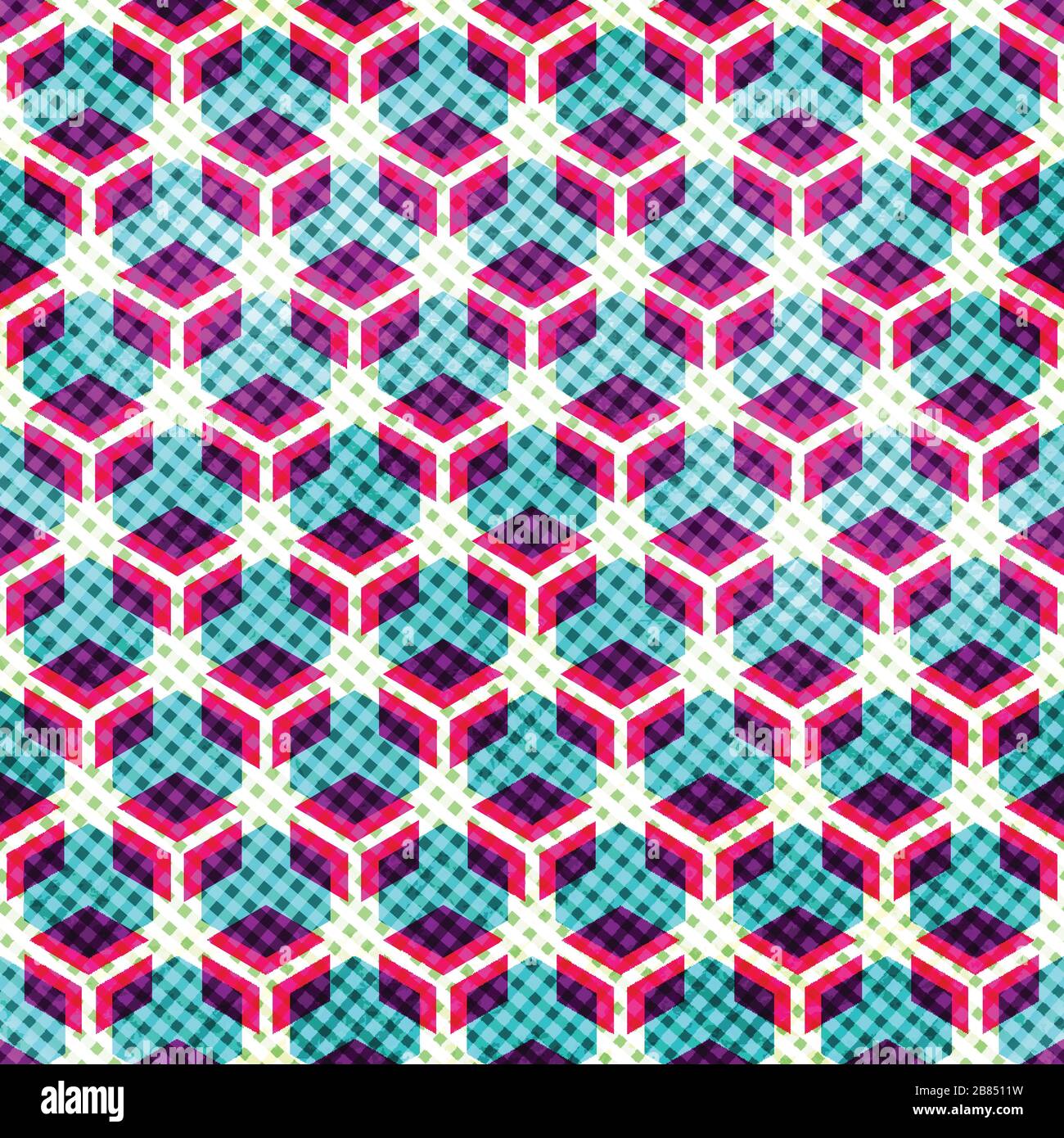 Neon-Raster nahtloses Muster mit Grunge-Effekt Stock Vektor