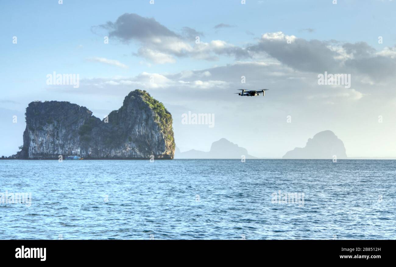 Ko Ngai Hai Island Sonnenaufgang Luftdronblick Stockfoto