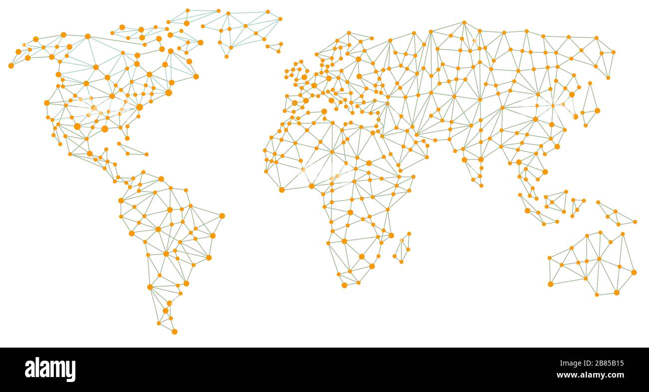 Weltkarte, Weltverbindung, geografisches Gebiet Stockfoto