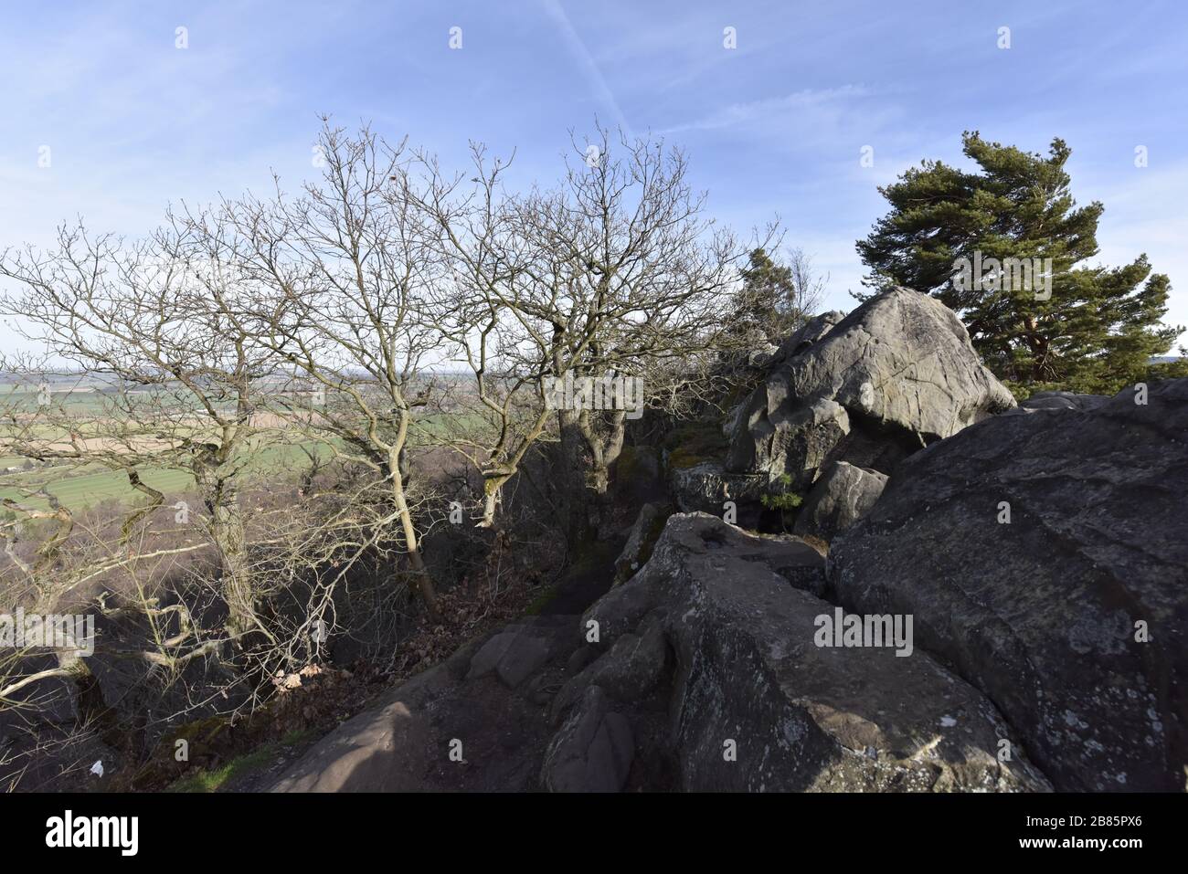 Teufelsmauer Harz bei Blankenburg im Sonnenuntergang Stockfoto