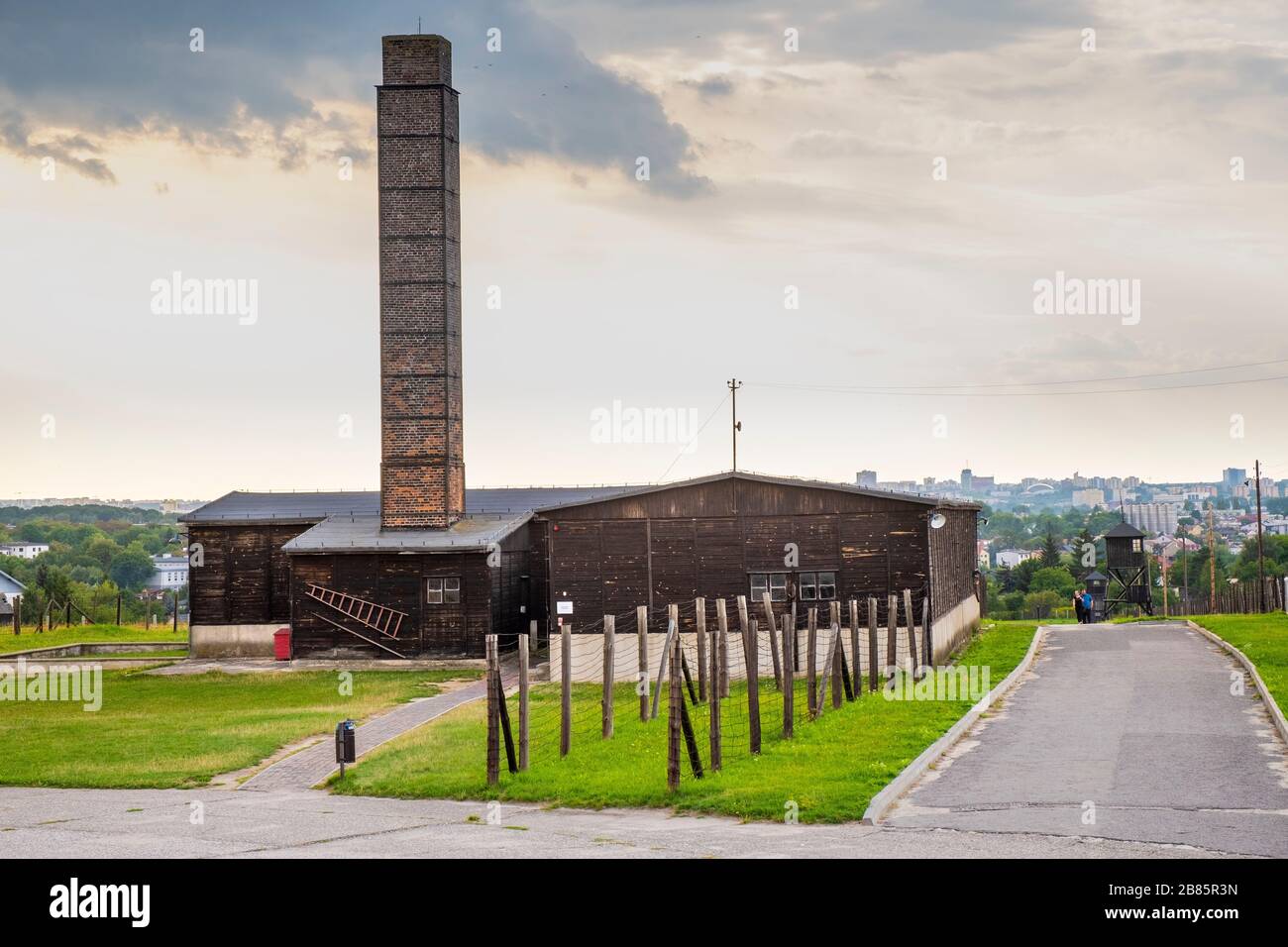 Lublin, Lubelskie/Polen - 2019/08/17: Rekonstruiertes Krematorium von Majdanek KL Lubliner NS-Konzentrations- und Vernichtungslager Stockfoto