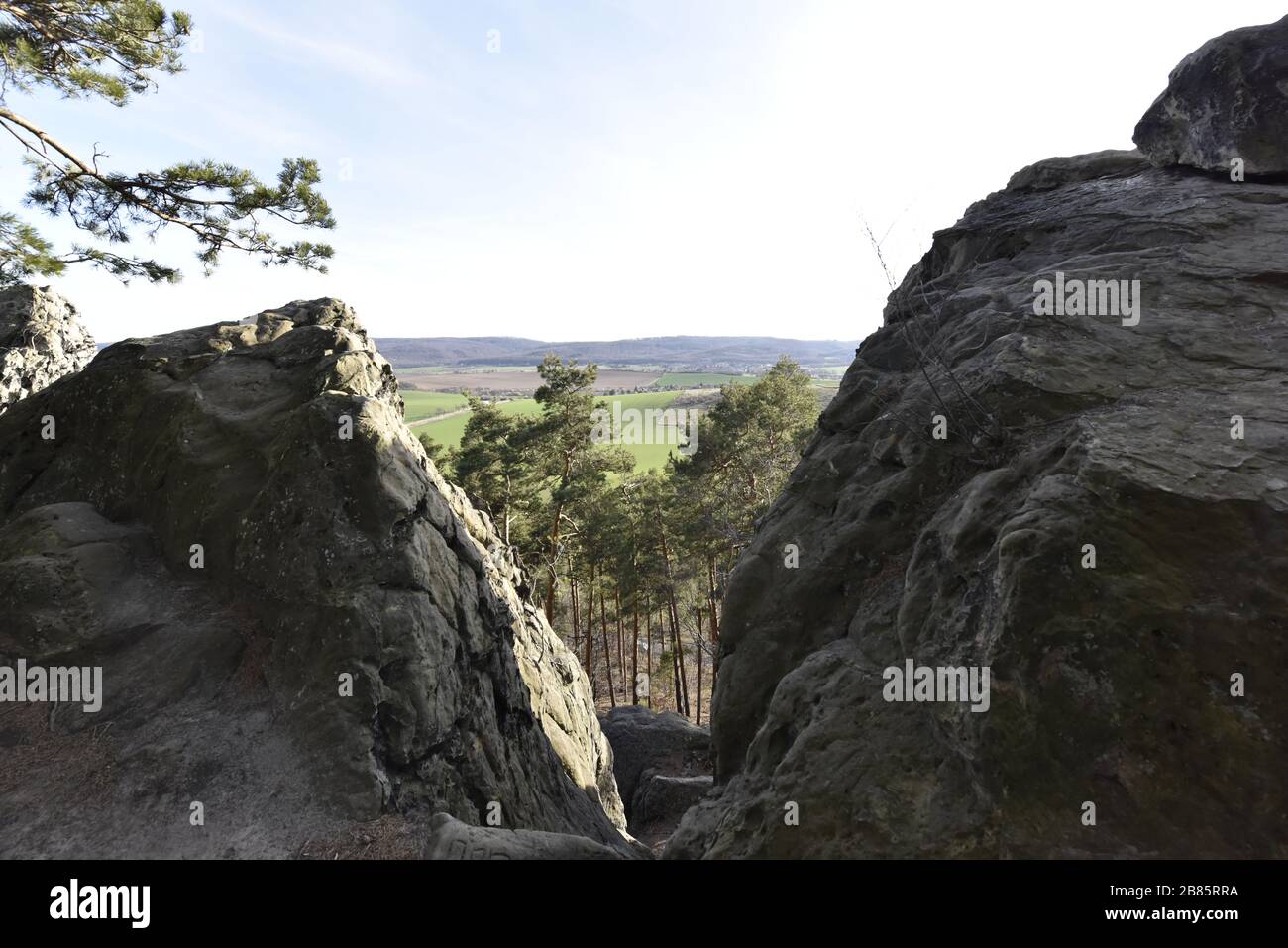 Teufelsmauer Harz bei Blankenburg im Sonnenuntergang Stockfoto