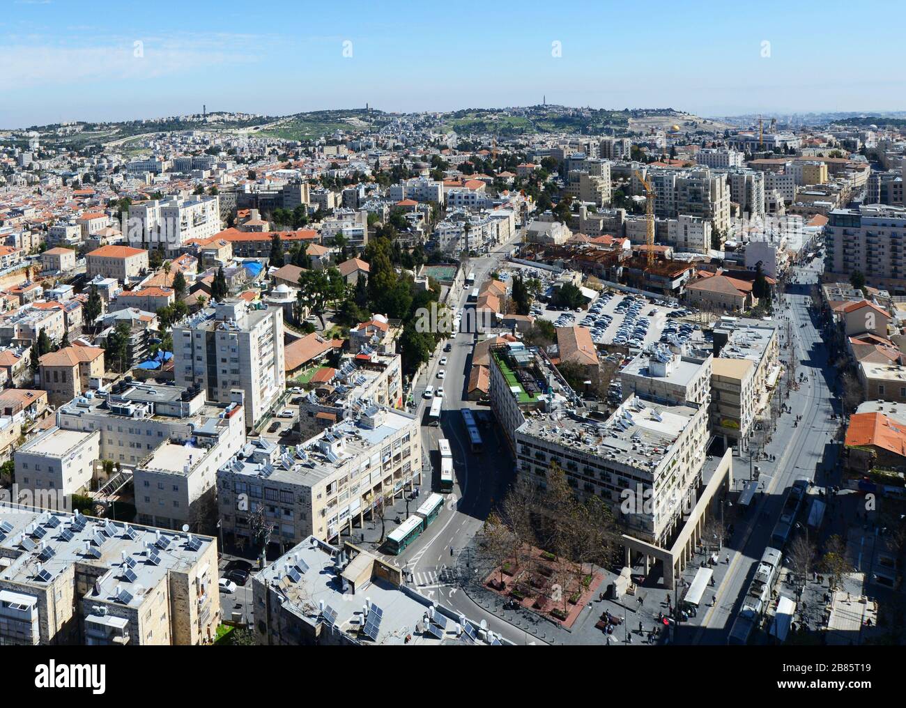 Luftbild zur Innenstadt von Jerusalem. Stockfoto