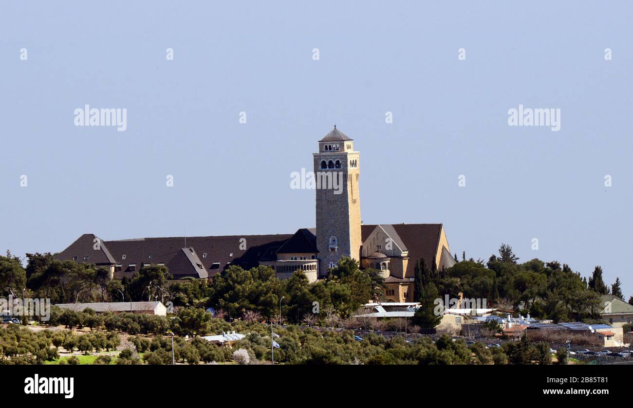 Die Lutherische Kirche Christi Himmelfahrt ( Augusta Victoria ) in Ostjerusalem. Stockfoto