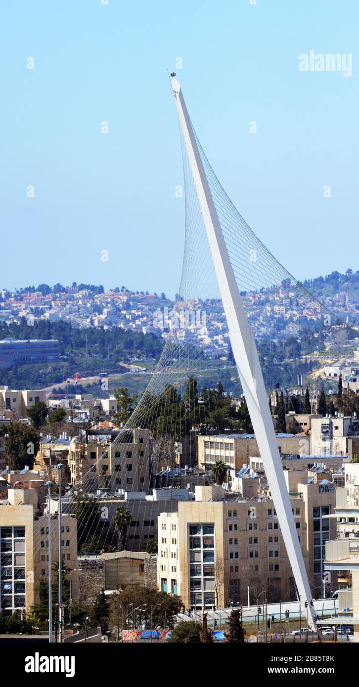 Die Akkorde überbrücken Jerusalem. Stockfoto