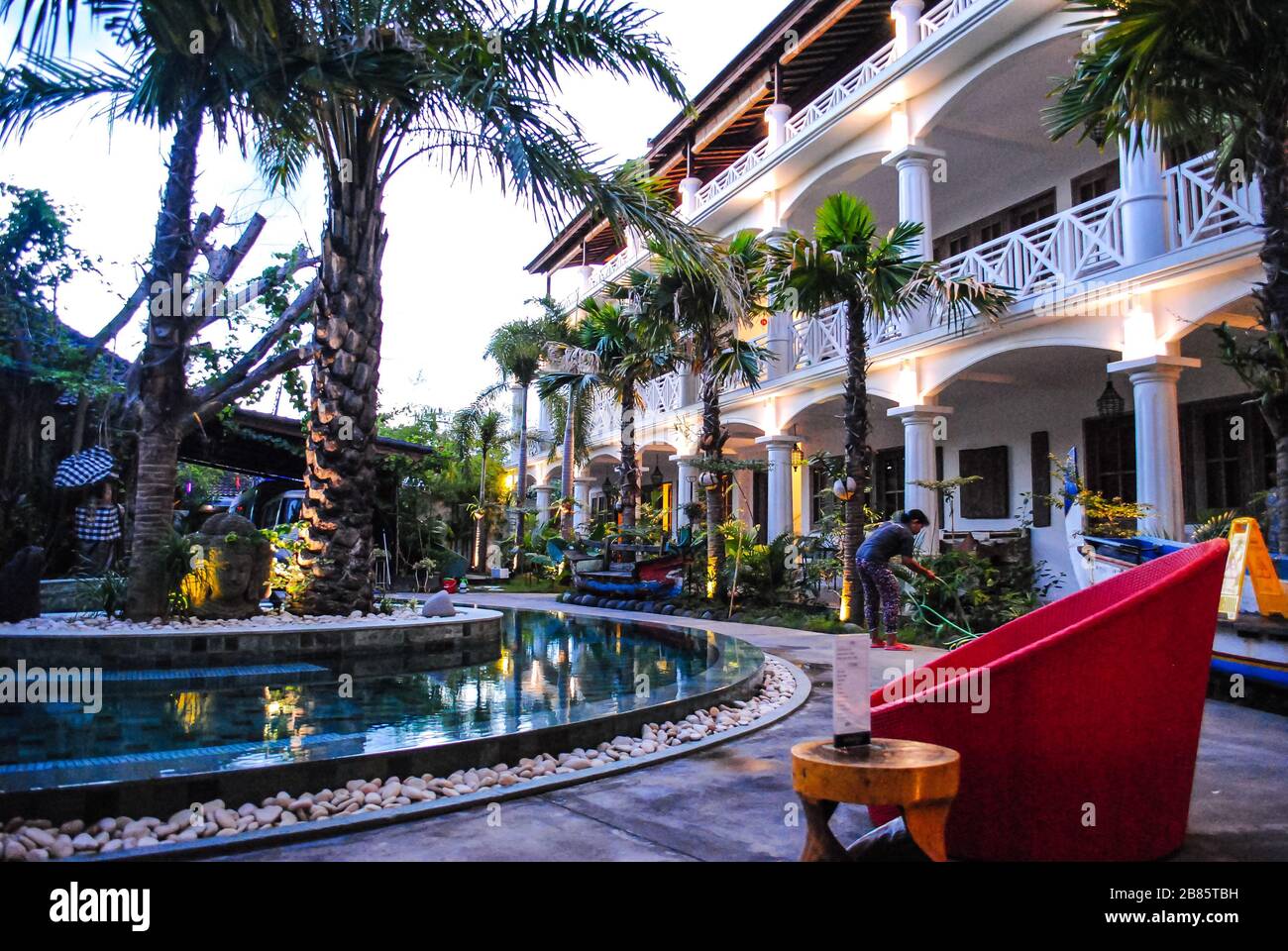 Der Innenhof eines Hotels in Bali Stockfoto