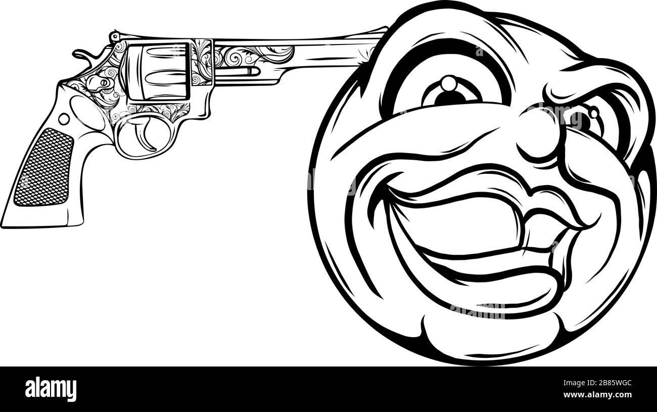 Emoticon zeigt eine Waffe auf seinen Kopfvektor Stock Vektor