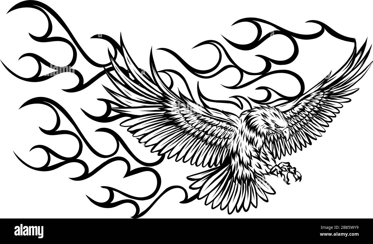Eagle Fire Head Flame Logo Vector Template Design Stock Vektor