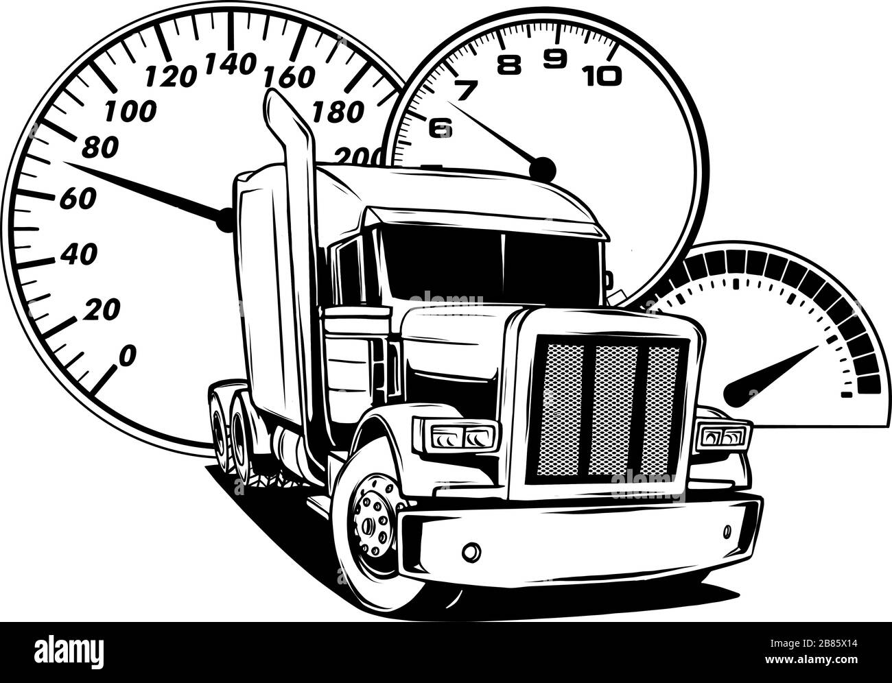 Cartoon Semi-Truck. Vektor Illustration Design Art Stock Vektor