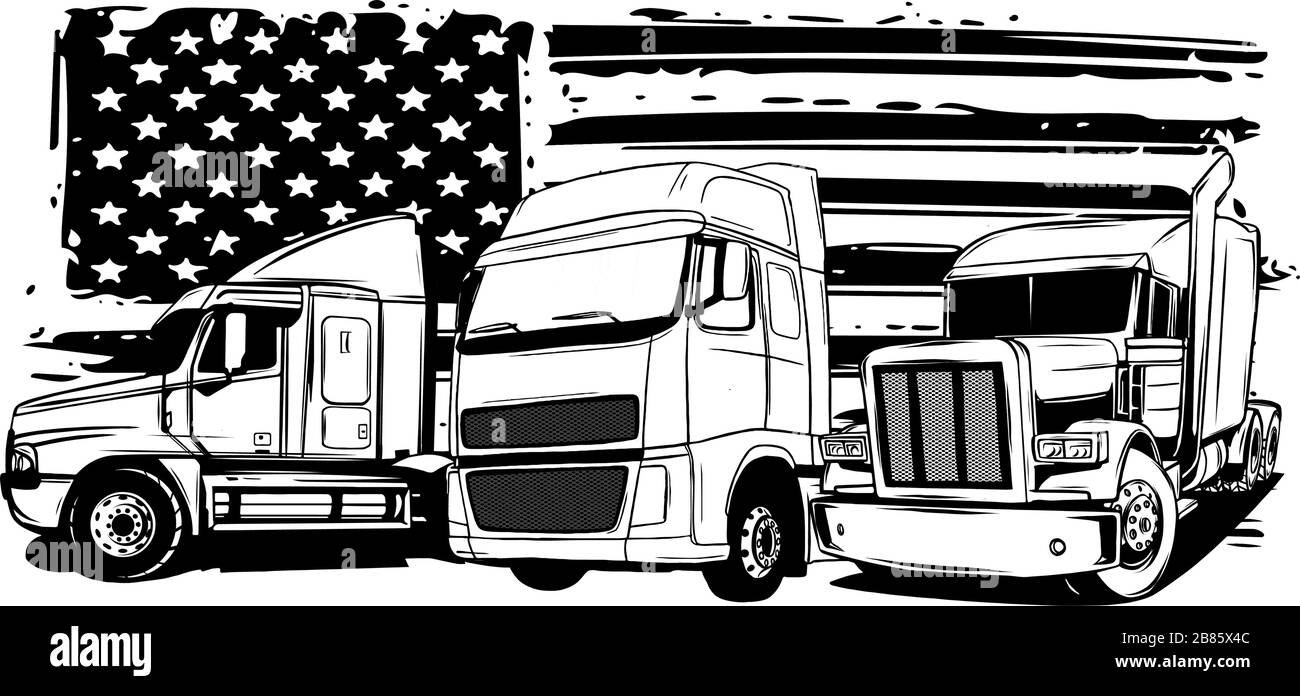 Cartoon Semi-Truck. Vektor Illustration Design Art Stock Vektor