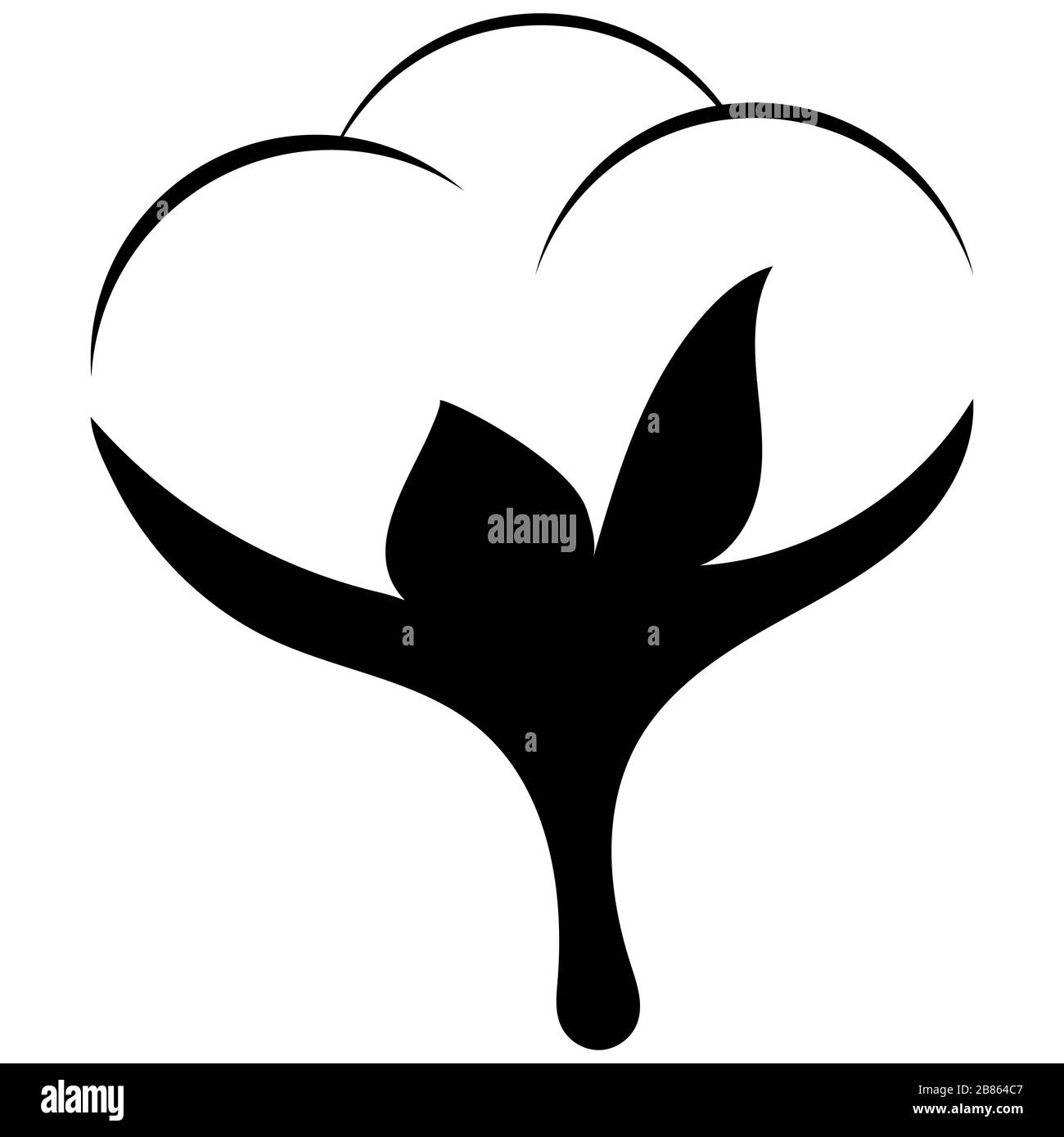 Schwarzes Farbsymbol aus Baumwolle, isoliert auf weißem Hintergrund. Stock Vektor