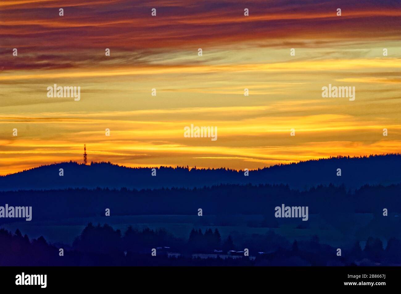 Teufelsmauer Harz bei Blankenburg im Sonnenuntergang Stockfoto