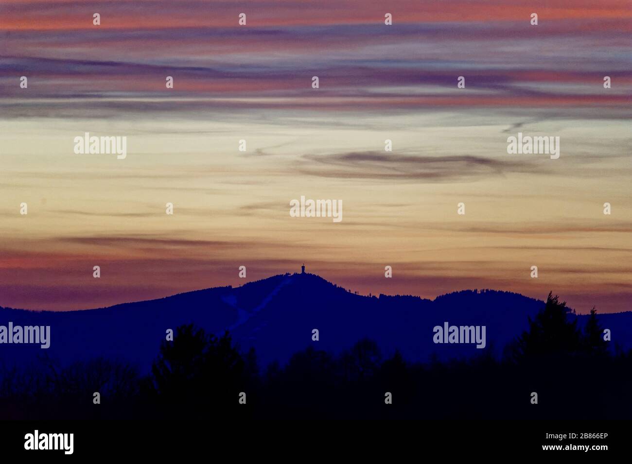 Teufelsmauer Harz bei Blankenburg im Sonnenuntergang Stockfoto