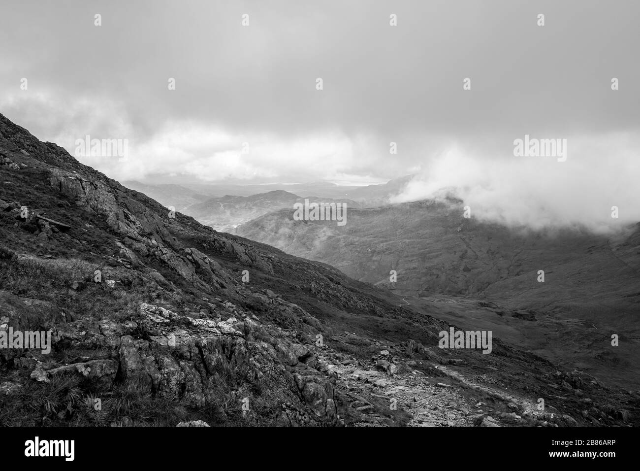 Watkin Path, Snowdonia, Nordwales. Stockfoto