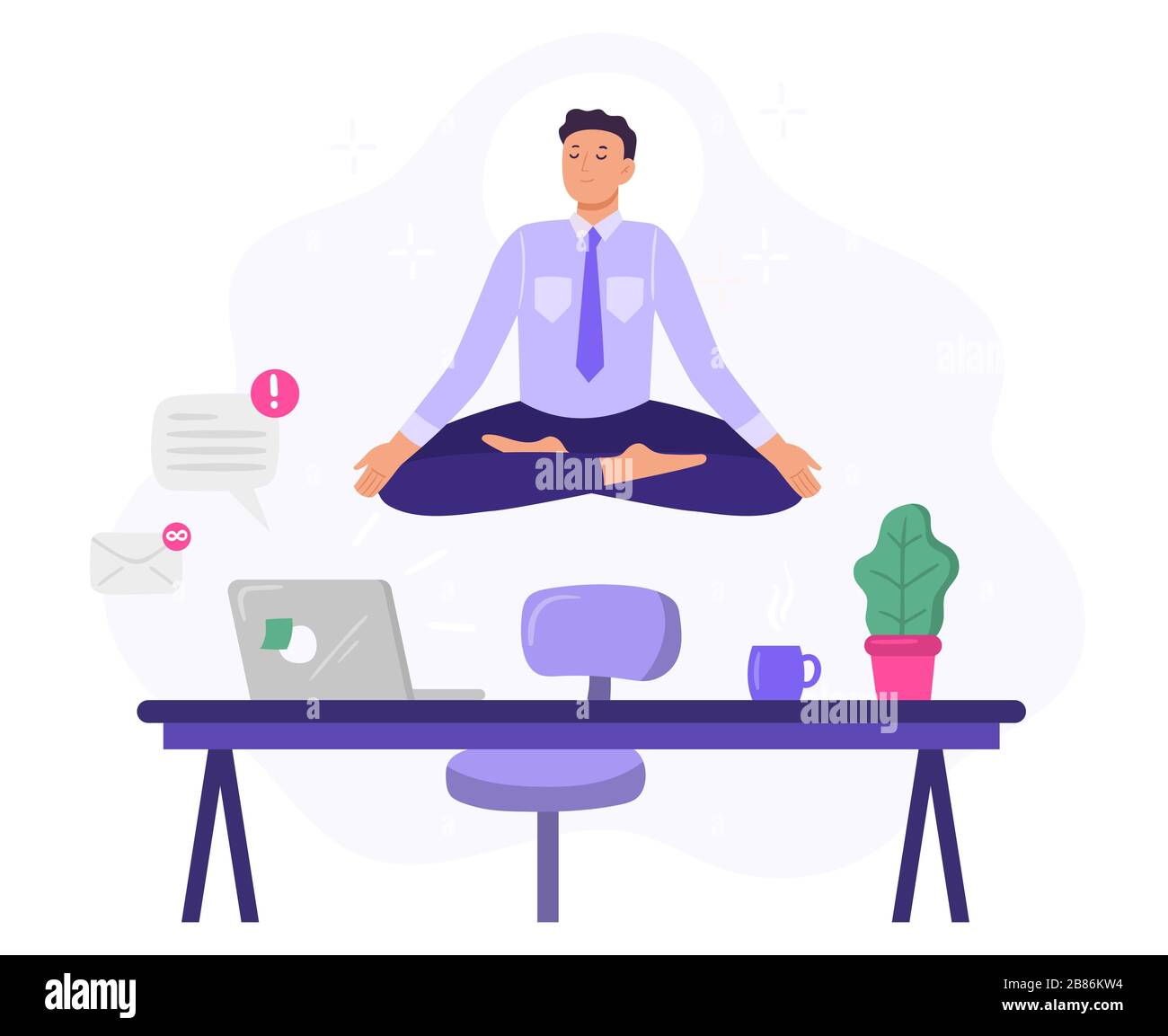 Yoga Büroangestellte meditieren. Vektorgrafiken Stock Vektor