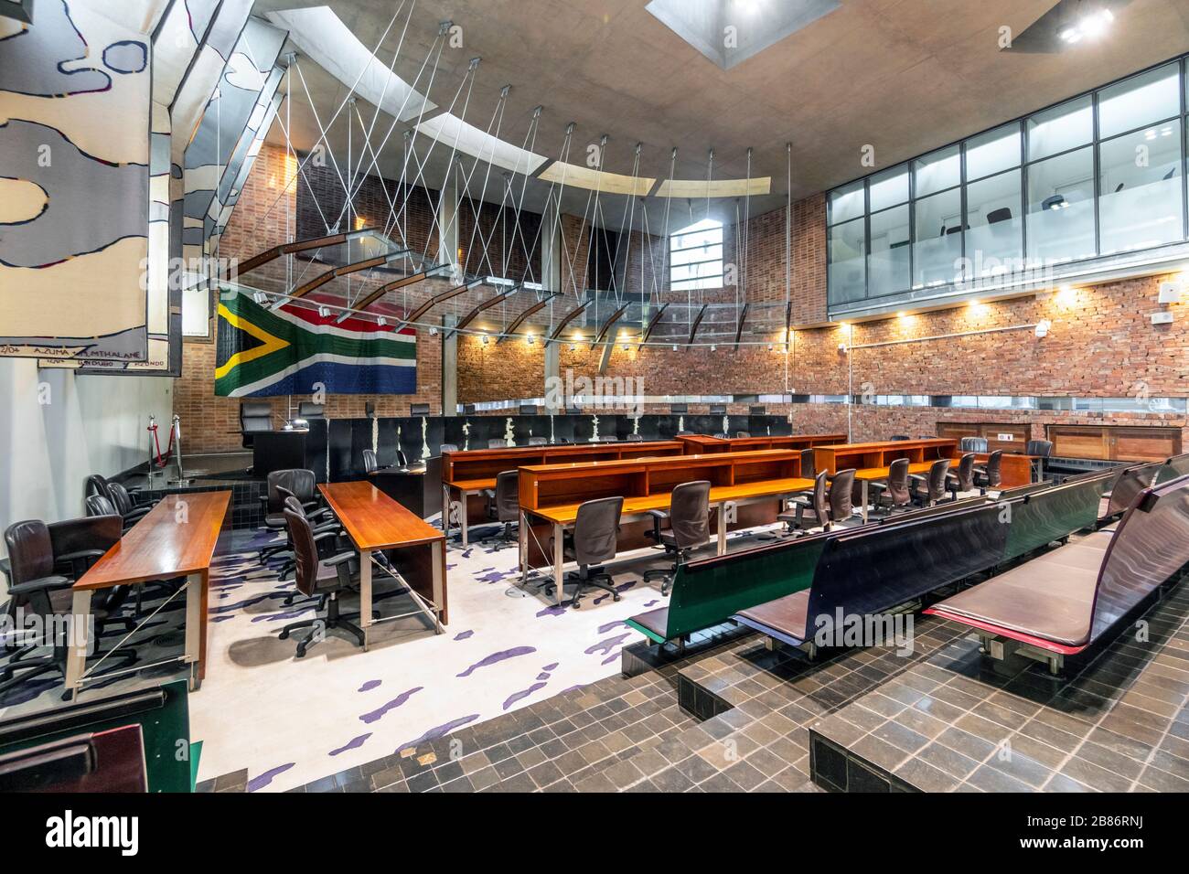 Johannesburg, Südafrika - 26. Mai 2019: Inneres des Verfassungsgerichts Südafrikas Stockfoto