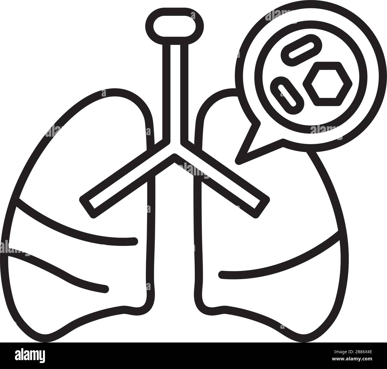 Lunge mit ovid 19, Linien-Symbol Stock Vektor