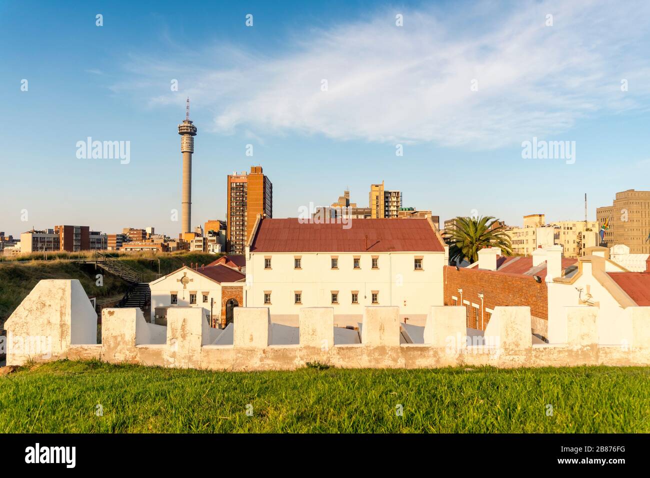 Berühmter Constitution Hill in der Innenstadt von Johannesburg, Südafrika Stockfoto