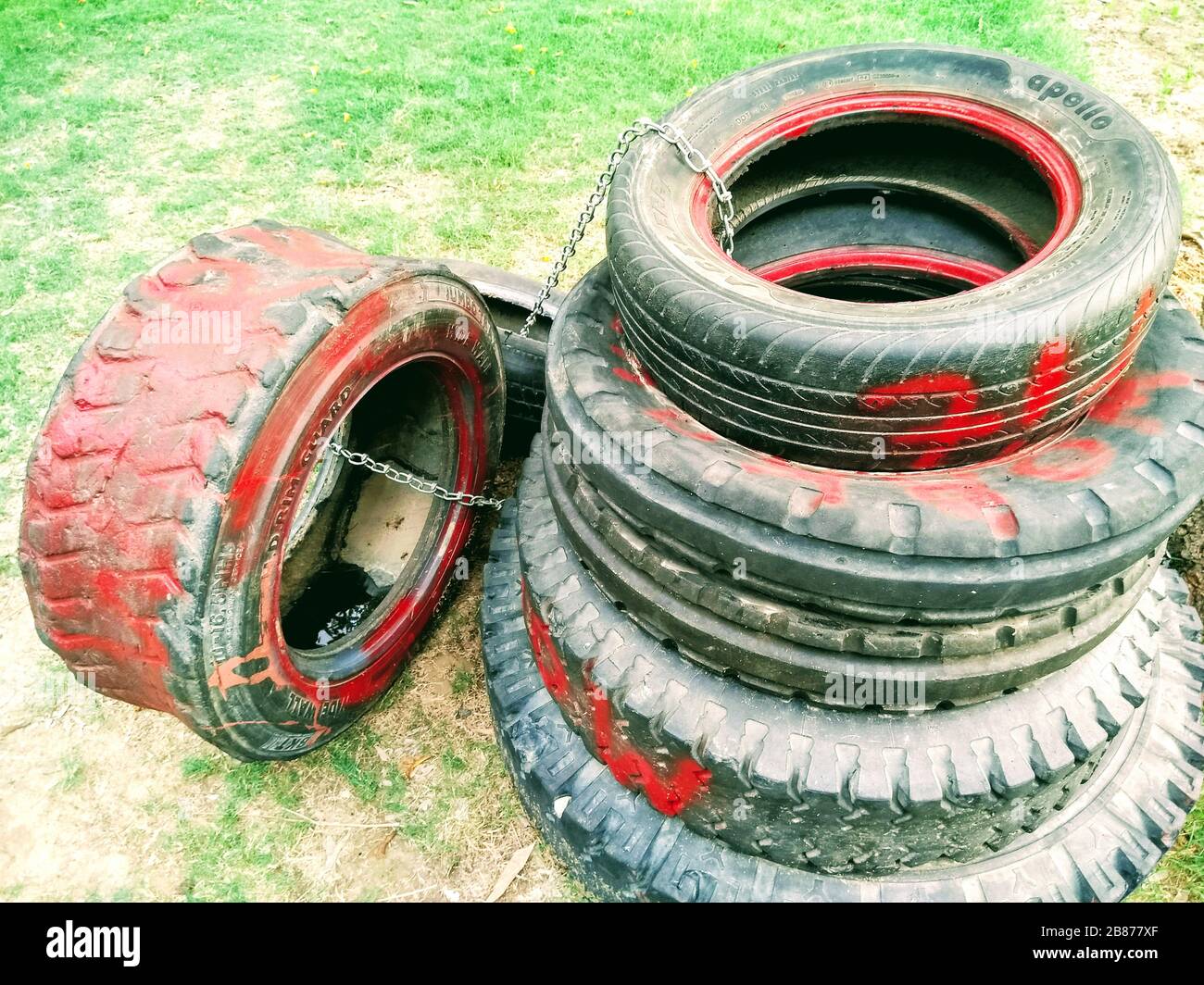 Ein Bild von Gummireifen Stockfoto