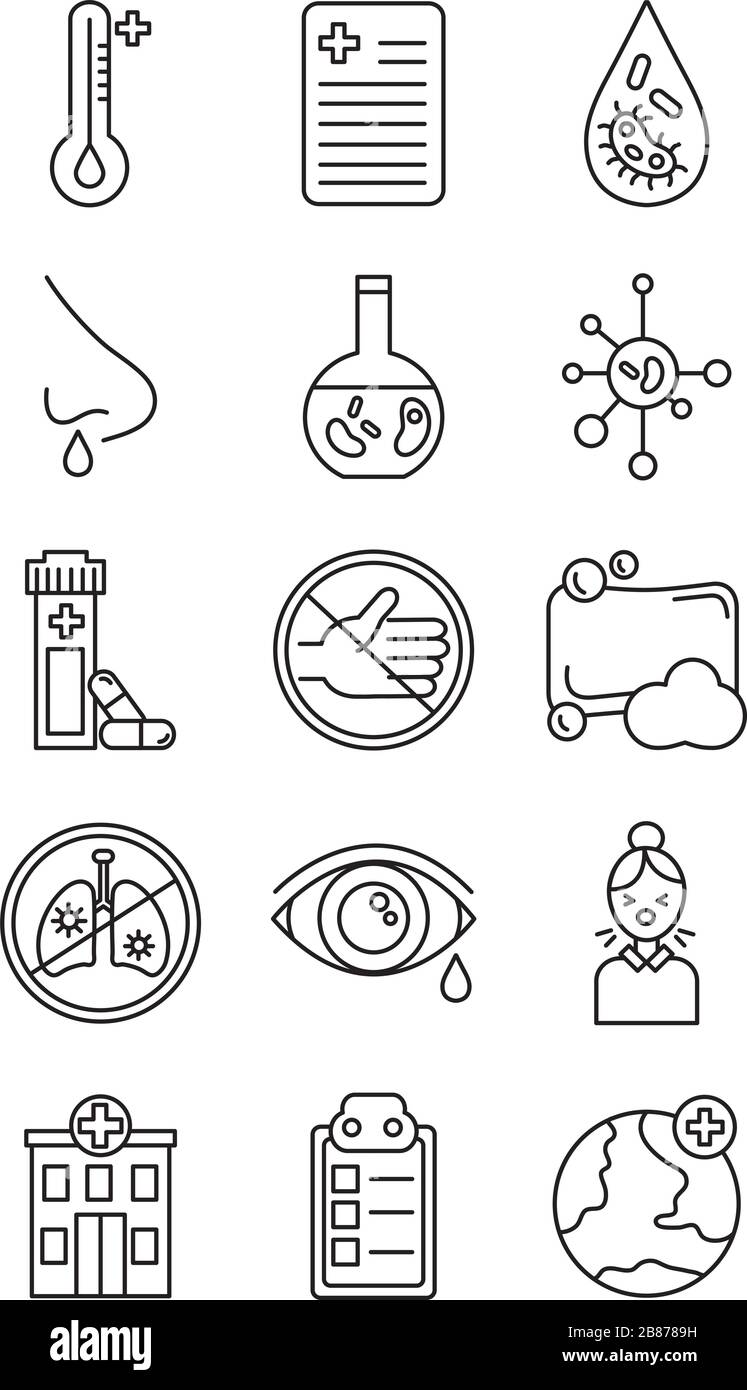 Bundle mit oviden 19 Designs, Linien-Symbol Stock Vektor