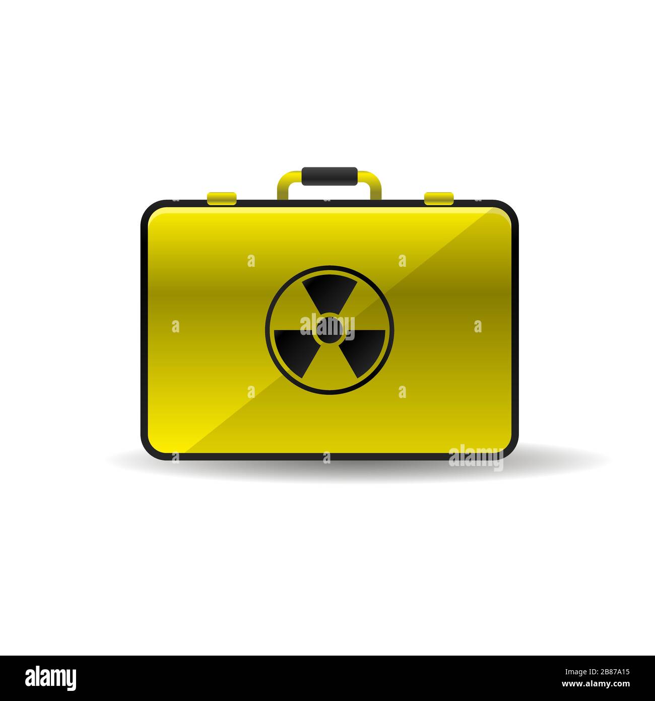 Koffer mit radioaktivem Emblem Gefahrensymbol schwarz gelb Stock Vektor
