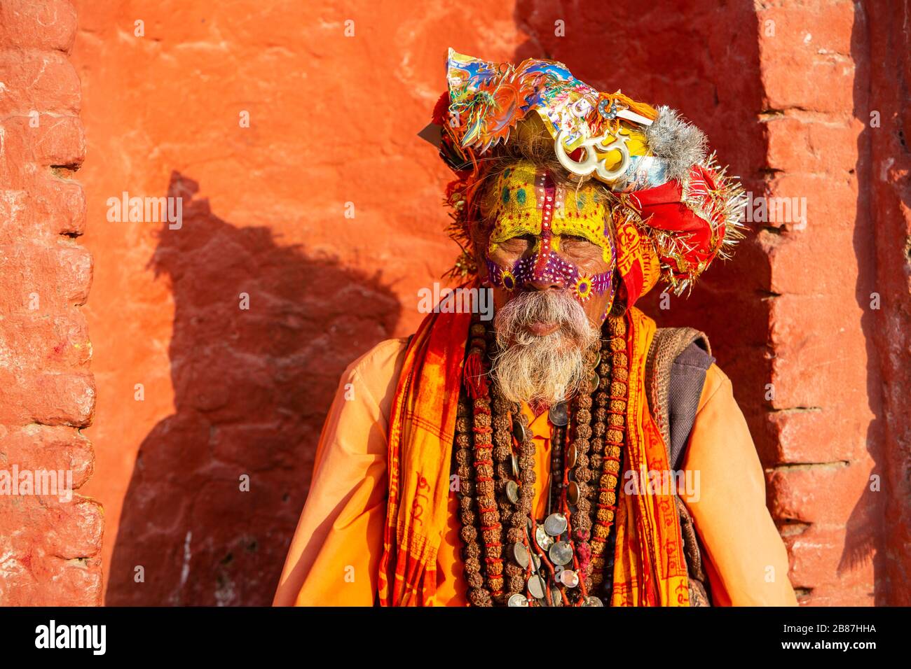 Sadu-Porträt in Pashupatinath in Kathmandu, Nepal Stockfoto