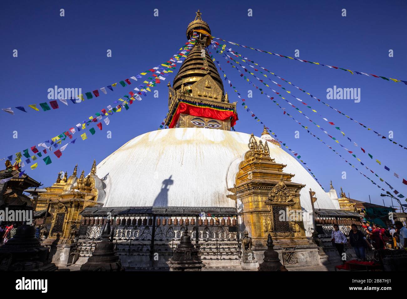 Swayambhunath Stupa alias Monkey Temple in Kathmandu, Nepal Stockfoto