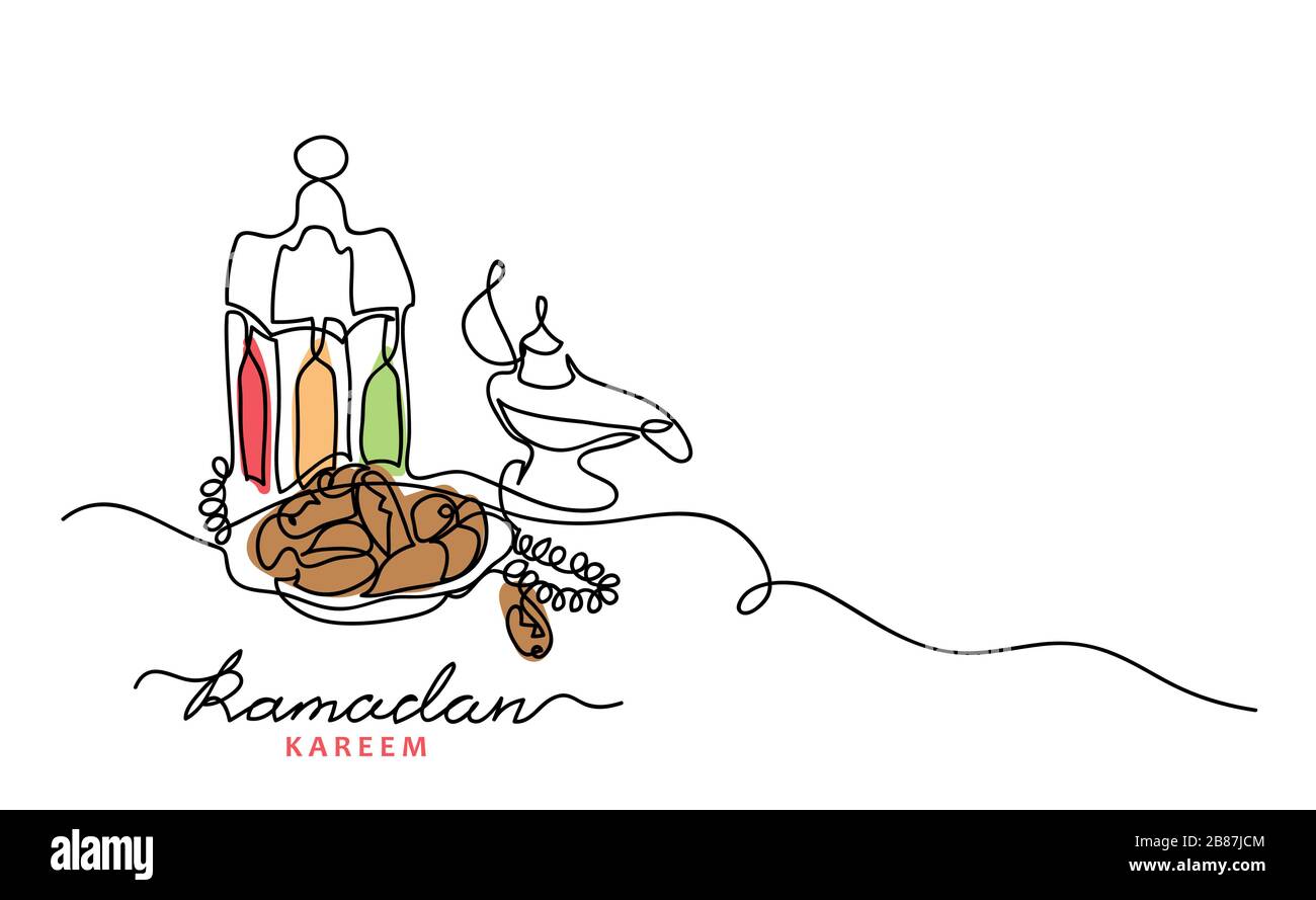 Lantern, lamp, date fruit. islamic fasting food backgroud, vector illustration. Stock Vektor