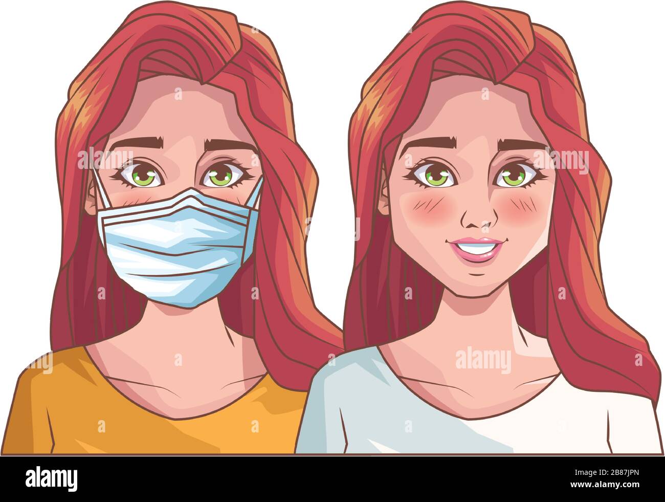 Junge Mädchen mit Mundkappe medizinisches Accessoire Stock Vektor