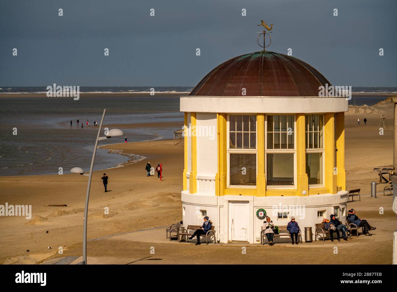 Musikpavillon, Westküste von Borkum, Insel, Frisia, Winter, Saison, Herbst, Niedersachsen, Deutschland, Stockfoto