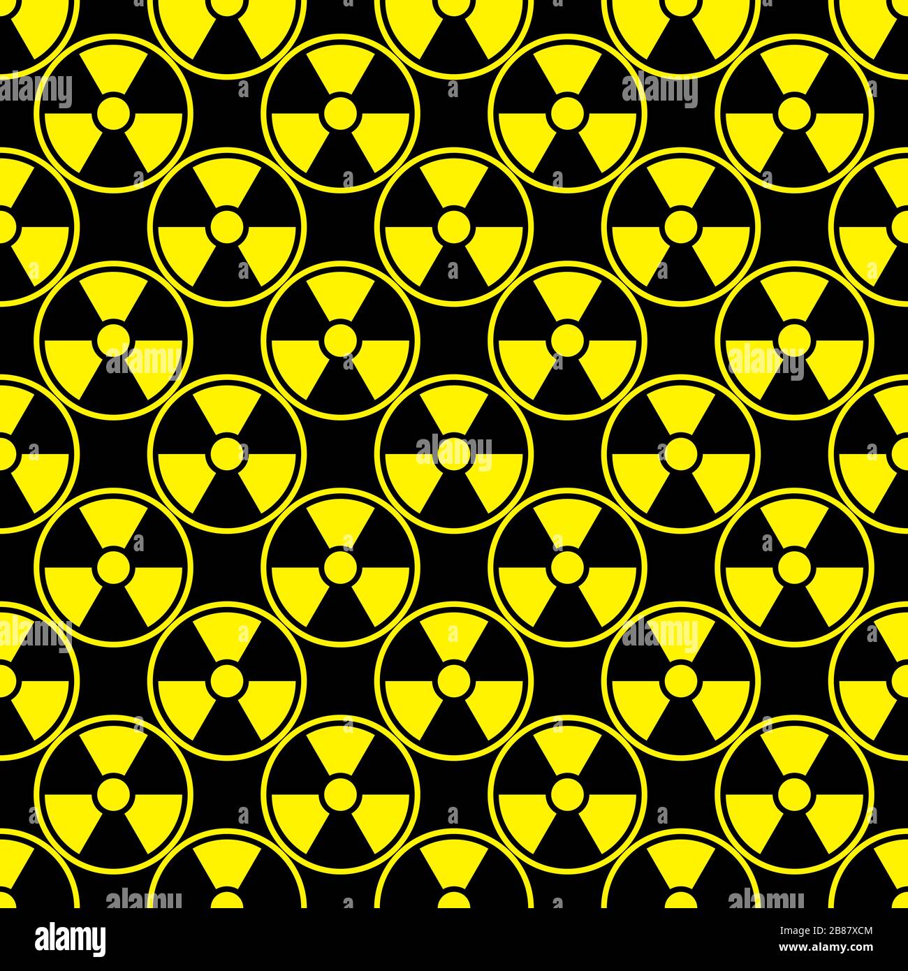 Radioaktivitäts-Emblem Gefahrensymbol Hintergrund schwarz gelb Stock Vektor