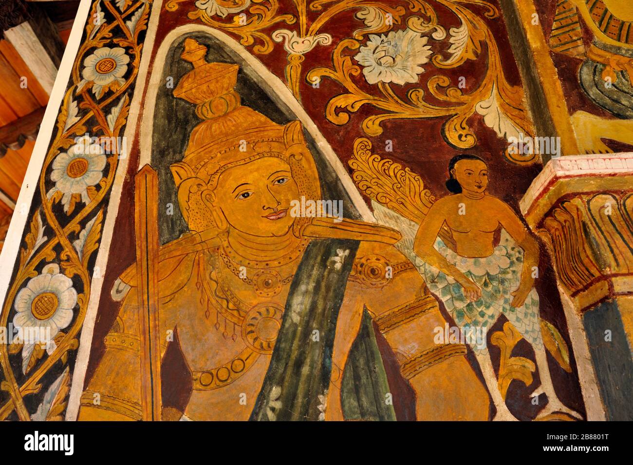 Sri Lanka, Kandy, Natha Devale Complex, Malerei in der Nähe Stockfoto