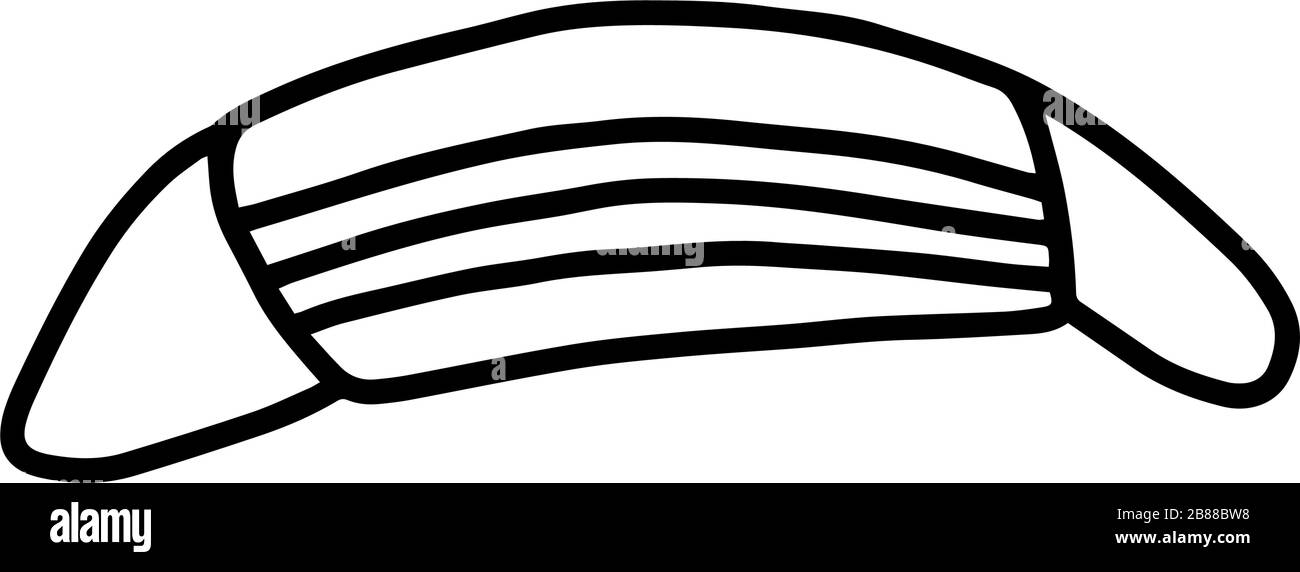 Medizinische Maske zum Schutz vor Krankheiten im handgezogenen Doodle-Stil isoliert. Vektordarstellung mit pharmazeutischer Maske. Stock Vektor