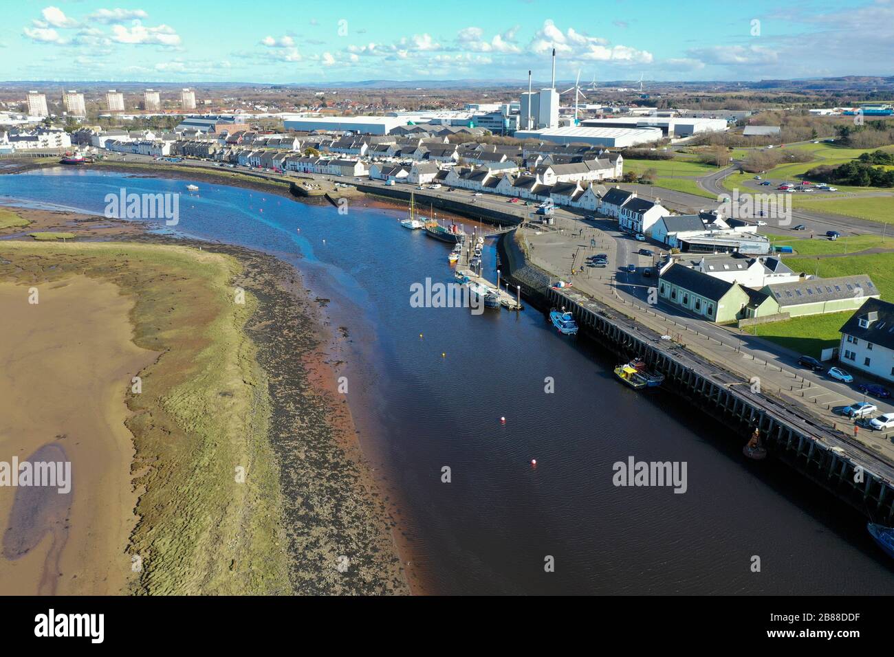 Luftdronblick auf Irvine Ayrshire Schottland Stockfoto