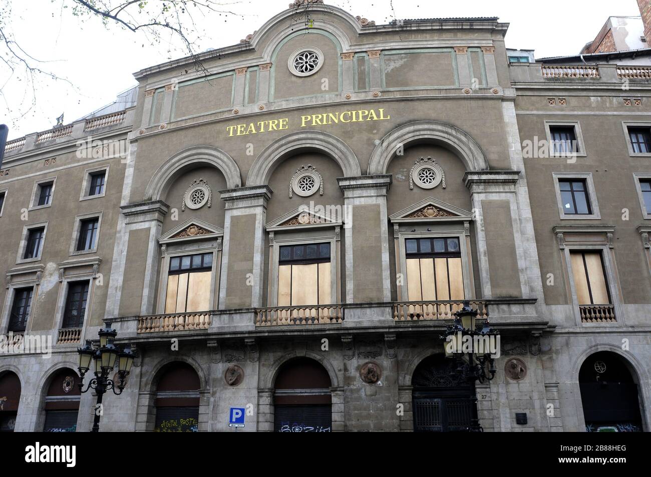 Las ramblas de Barcelona während des Coronavirus Confinement Stockfoto