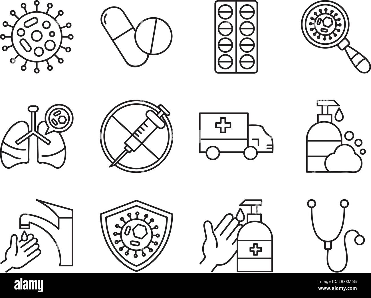 Bundle mit oviden 19 Designs, Linien-Symbol Stock Vektor