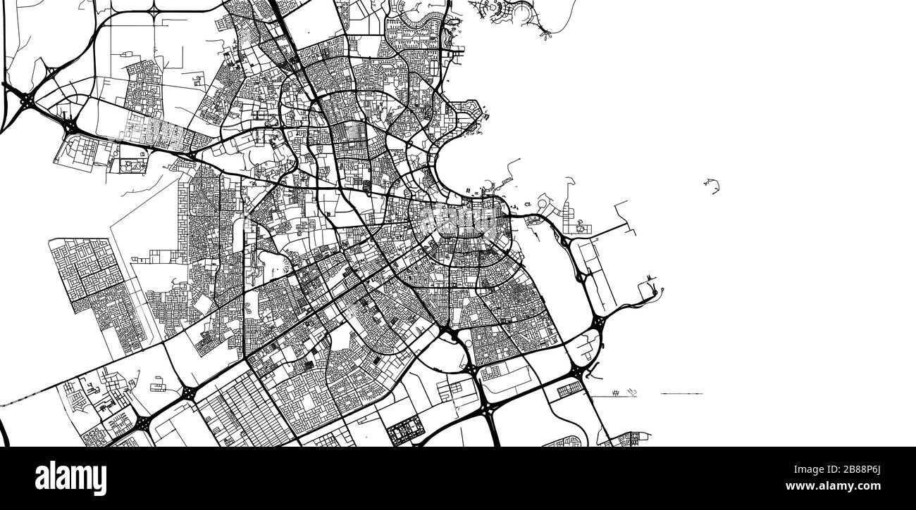 Stadtvektor Stadtplan von Doha, Katar Stock Vektor