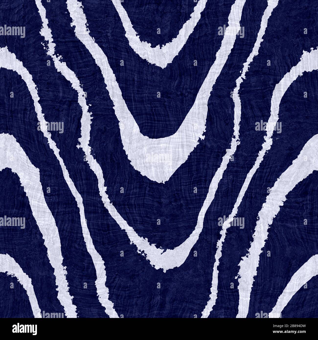 Indigo Blue Batik gefärbte Chevron-Effekt-Texturhintergrund. Nahtloses farbmuster für japanische Wiederholungen. Zick-Zack-Blockdruck Bleichfarbstoff. Maskulin asiatisch Stockfoto
