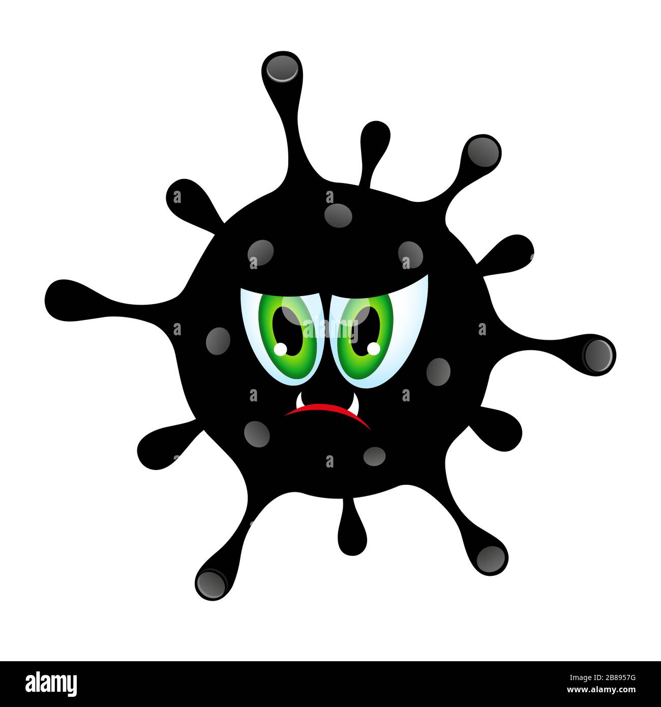 Cartoon Symbol von Virus, Mikrobe, Bakterium Symbol isoliert auf weißem Hintergrund. Böser Charakter Stock Vektor