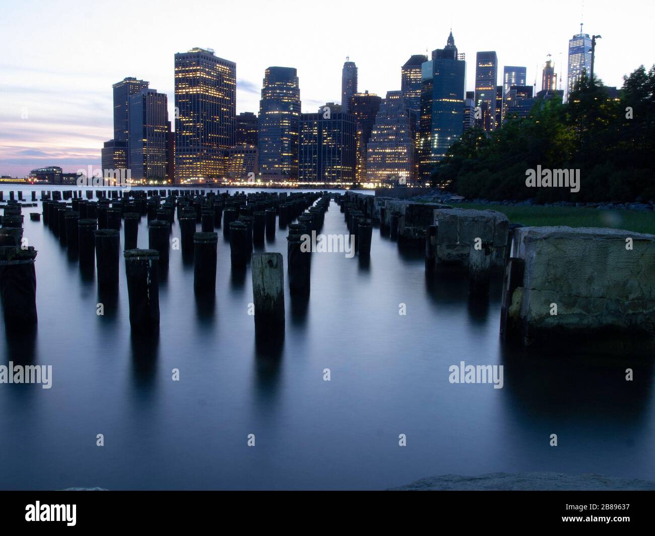 Skyline von Lower Manhattan, NYC Stockfoto