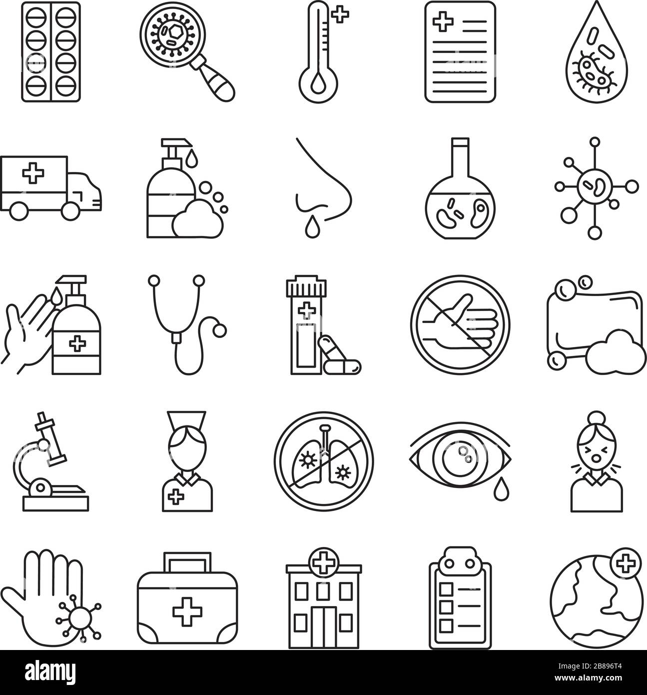 Bundle mit oviden 19 Designs, Linien-Symbol Stock Vektor