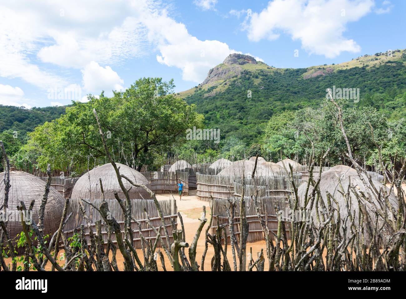 Traditionelle Imkerhiefen-Gehöfte im Swazi Cultural Center, Mantenga Nature Reserve, Lobamba, Ezulwini-Tal, Königreich Eswatini (Swasiland) Stockfoto