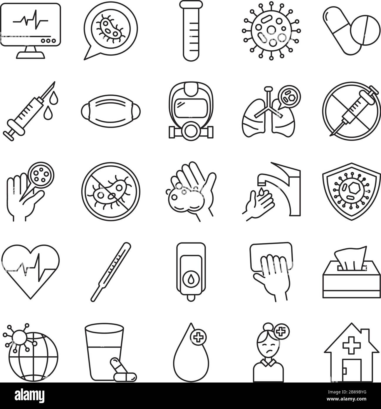 Bundle mit oviden 19 Designs, Linien-Symbol Stock Vektor